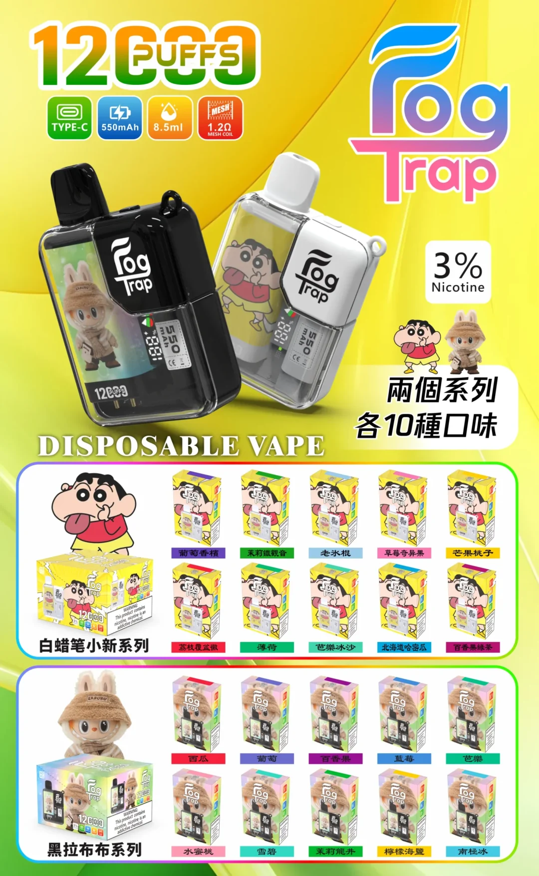 Fog Trap 12000 Taiwan LABUBU Crayon Shin-chan (3)